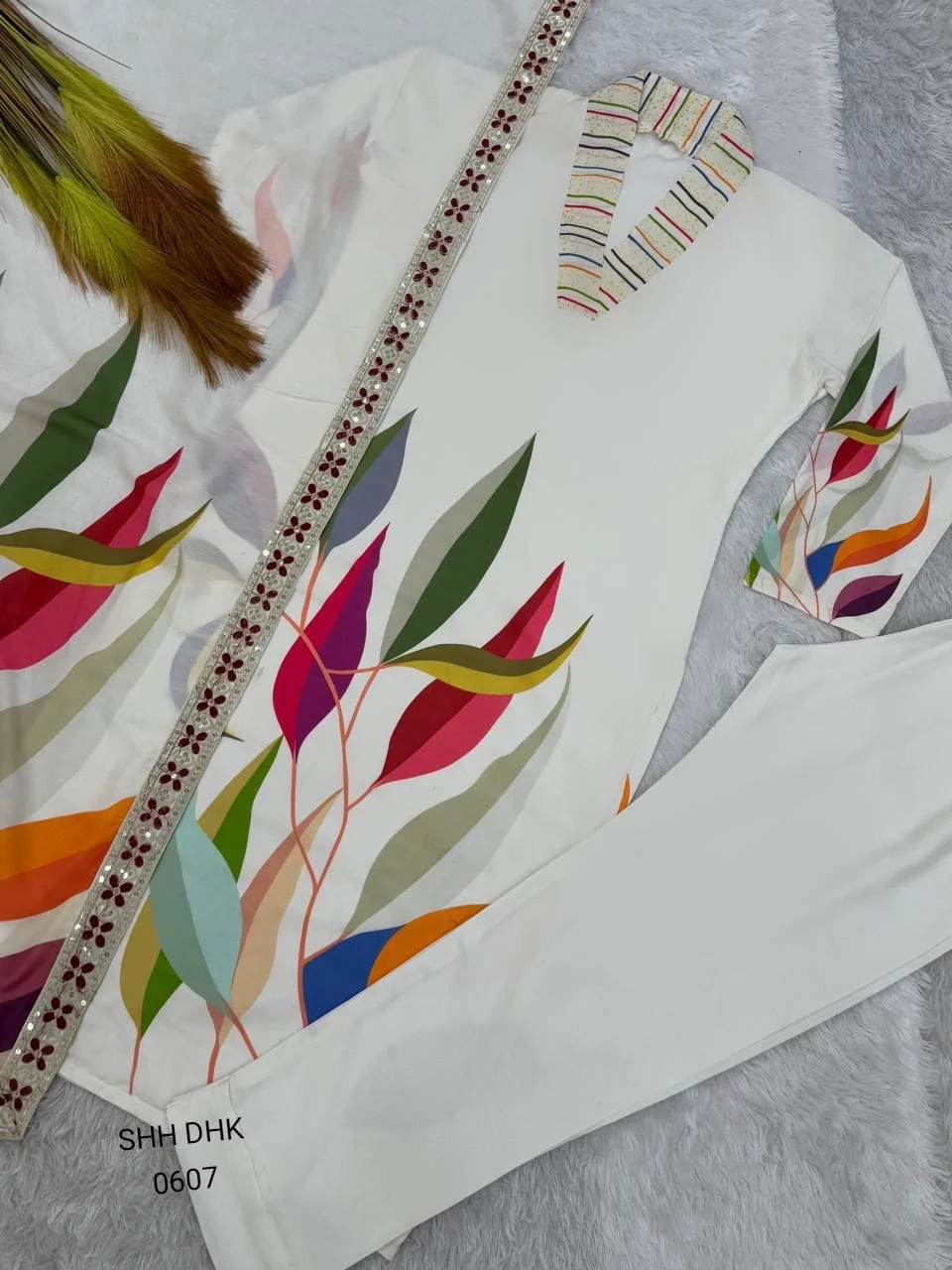 Pure White Multicolor Floral FANCY DESIGN WITH DIGITAL PRINTED TOP